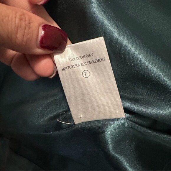 Trina Turk Wool Blend Wrap Coat Green Size 6 Quiet Luxury Forestcore Chic - Picture 10 of 13